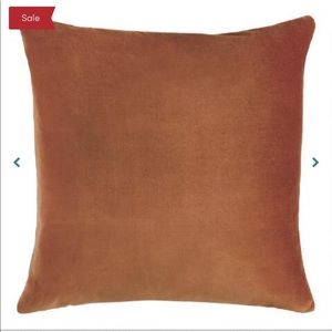 Burnt orange square velvet throw pillow